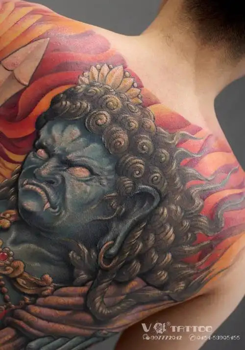 远方来客不动明王完结版纹身图片背部老传统不动明王满背满背传统纹身