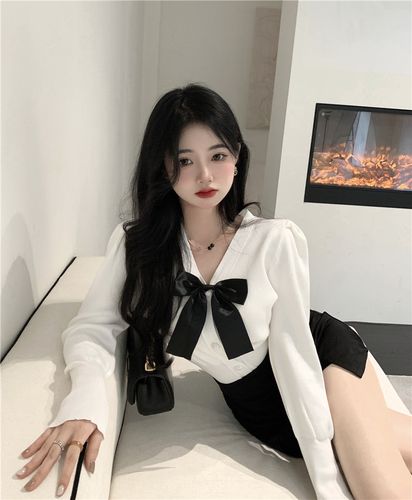 直播衣服女主播服装上镜学院蝴蝶结甜辣上衣御姐毛针织衫