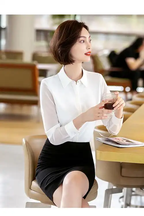 eiysvm白色雪纺衬衫女新款西装内搭打底衫ol气质文艺洋气职业衬衣女