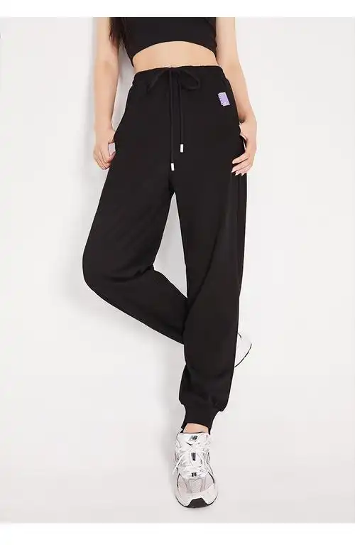 onemore2021秋季新款帅气束腿休闲黑色长款女运动裤时尚显瘦裤子灰色