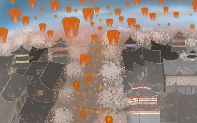 天官赐福|学习绘画|明灯三千 花开满城