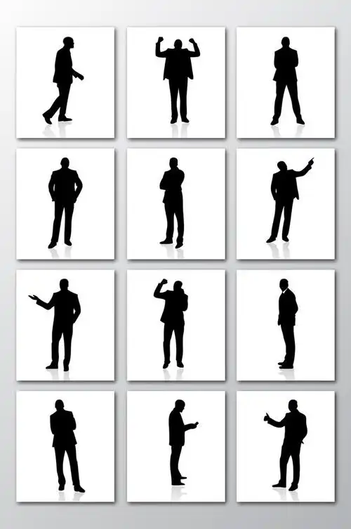 黑色剪影人物元素矢量素材