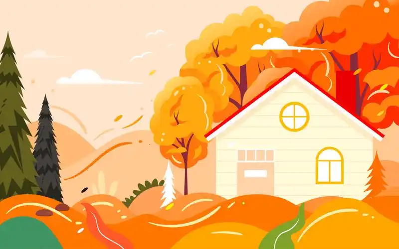 一家人秋游插画秋天人物户外活动旅行海报