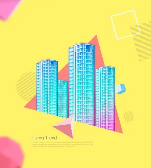 创意几何体元素城市发展生活趋势主题海报设计