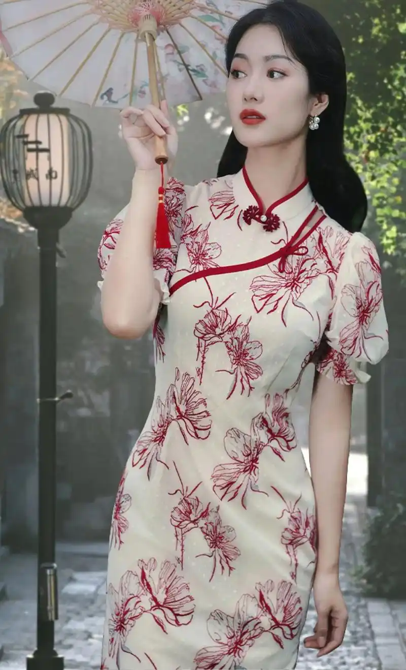 国风韵味,四美子旗袍裙新款亮相