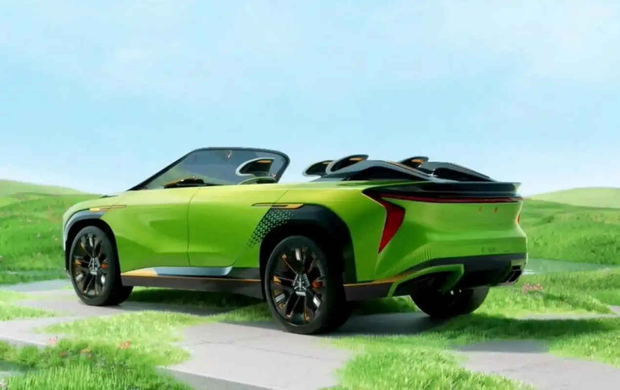 红旗敞篷车,荧光绿显得是那么的俏皮可爱!