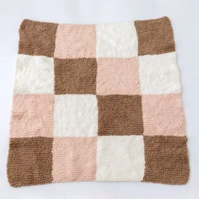 雪妃尔绒绒线方格毯子材料包 粗毛线手工diy编织宝宝毯盖被送视频