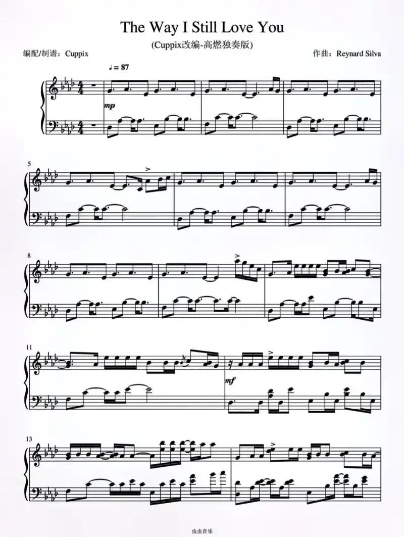 the way i still love you#钢琴谱th - 抖音