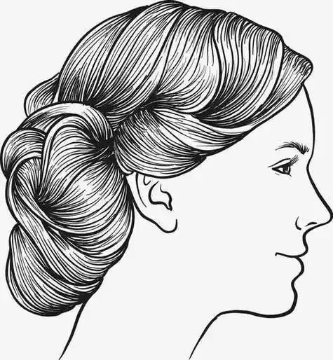 手绘白描线稿女孩侧面头像