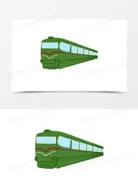 卡通手绘免抠绿皮火车素材