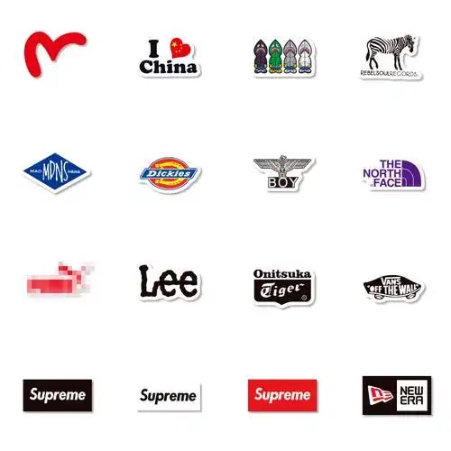 贴纸58张迷你潮牌logo电脑头盔滑板手机ipad笔记本个性小贴纸