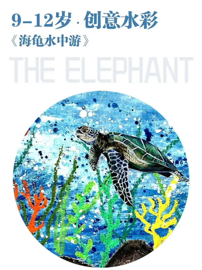 海龟创意水彩美术课件.水彩颜料画画 水彩画幼儿 儿童水彩颜料 - 抖音