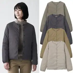 无印良品2022年新款轻薄羽绒服女夹克衫秋冬季内胆圆领v领短外套