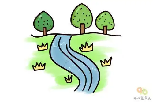 小河简笔画小河简笔画彩色