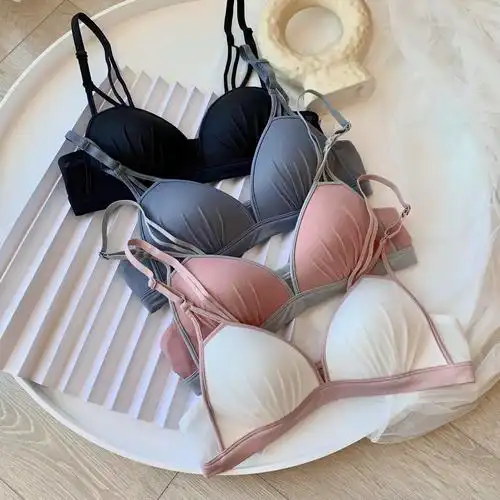 性感法式三角杯少女内衣小胸罩薄款聚拢调整型无痕无钢圈文胸套装