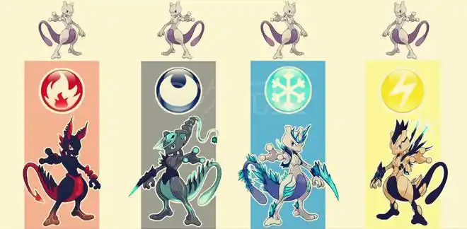 神奇宝贝超梦的4种不同属性mega进化你最喜欢哪种