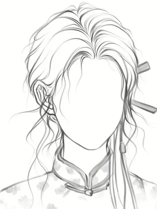 女生古风发型线稿练习合集03