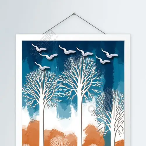 现代简约剪影丛林客厅装饰画