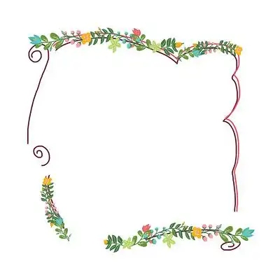 树藤边框藤蔓边框手账边框绿色植物手绘彩色花朵边框素材
