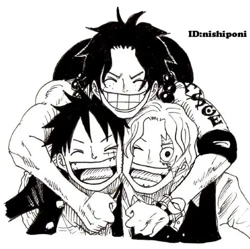 (授权转载)推特画师ぽにお ponio画作  asl三兄弟:艾斯,萨博,路飞.