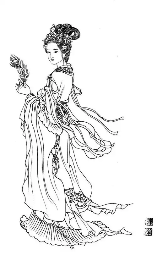 在家烦躁恐慌不如一起来画中国画传统古装人物白描