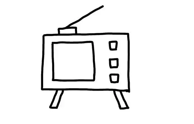简笔画步骤图教学:学绘画儿童彩色卡通版电视机,7步搞定超简单