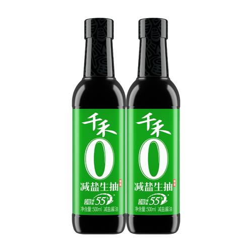 千禾减盐生抽55%特级酿造8克鲜淡盐酱油500ml/瓶装家用零添加蔗糖