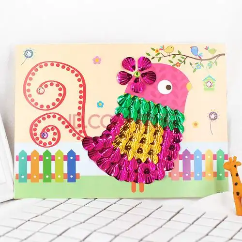 diy贝壳画 儿童手工制作材料包 创意玩具3-6岁幼儿园 小鸟