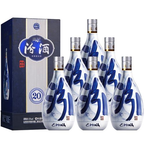 山西杏花村汾酒 清香型白酒 礼盒装 53度 500ml 6瓶 23年 汾酒青花20