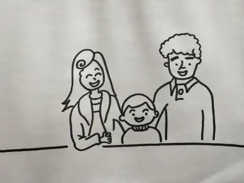 亲子画家庭简笔画 简笔画图片大全-普车都