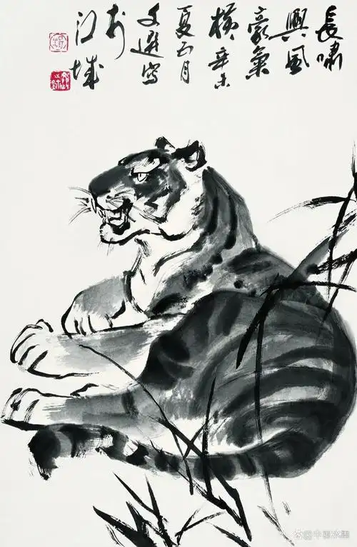 虎年赏虎国画大写意名家汤文选笔下的水墨老虎