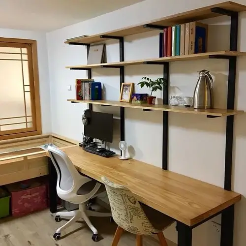 书房双人书桌电脑桌写字台办公台长桌实木