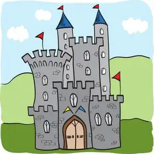 王国-例证为孩子动画片城堡向量童话中世纪塔幻想宫殿大厦在王国童