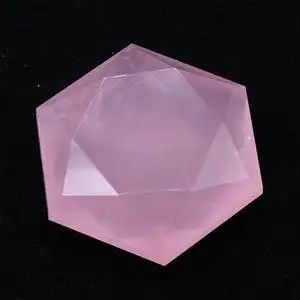 易晶缘天然粉晶六芒星摆件大号六角形水晶把玩件漂亮石头女士礼品