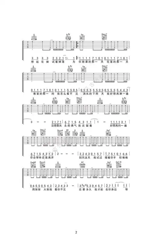 周杰伦晴天吉他谱