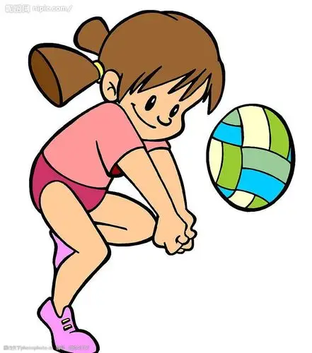 打排球的小女孩图片