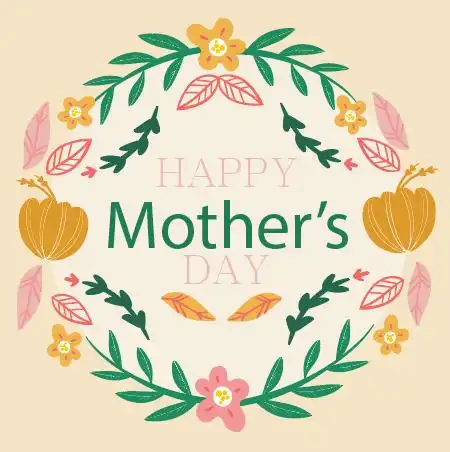 手绘创意母亲节花环插画矢量素材
