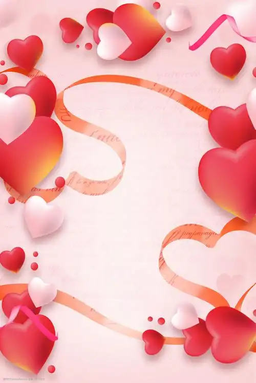 爱心彩带情人节背景