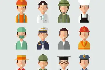 12款扁平化职业男子半身像矢量素材