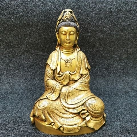 紫铜鎏金观音坐像1