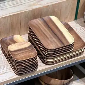muji无印良品 新款木制方形碟 木质盘子 天然木制餐具 国内代购