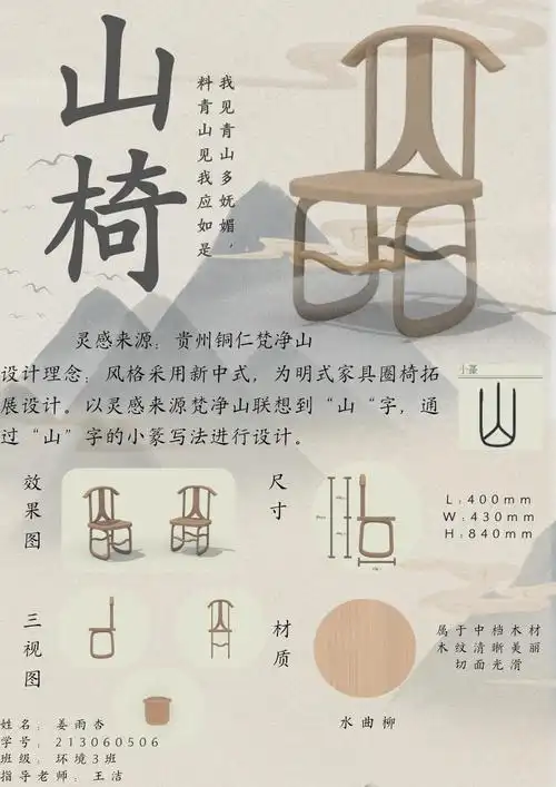 环艺新中式家具设计展板