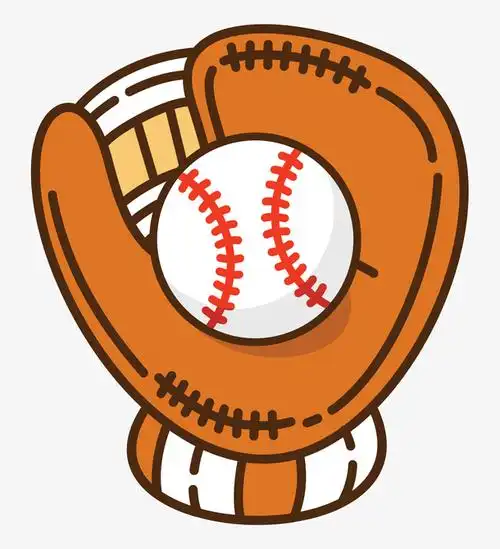 手绘卡通棒球手套和棒球