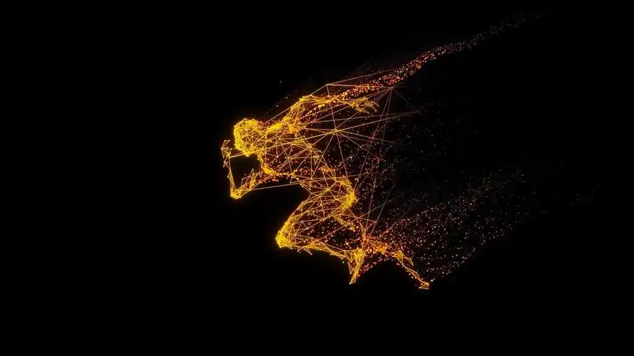 4k红色人物奔跑励志粒子消散通道匀速年会人物元素