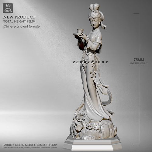75mm yufan创制 北宋仕女 树脂兵人(白模) td-2512