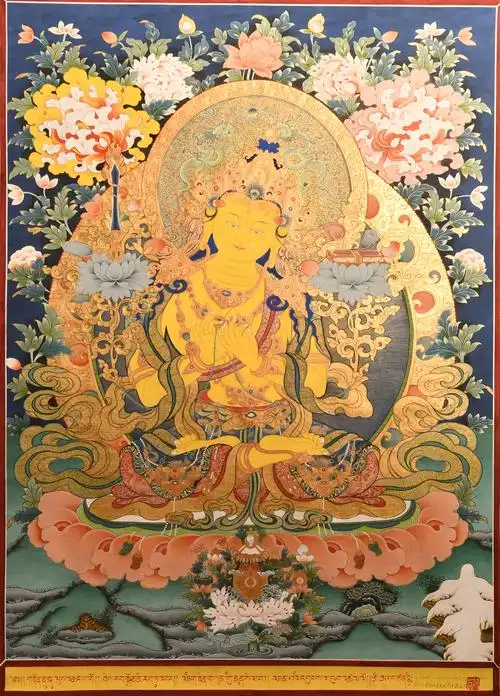 热贡唐卡白文殊菩萨100x70cm