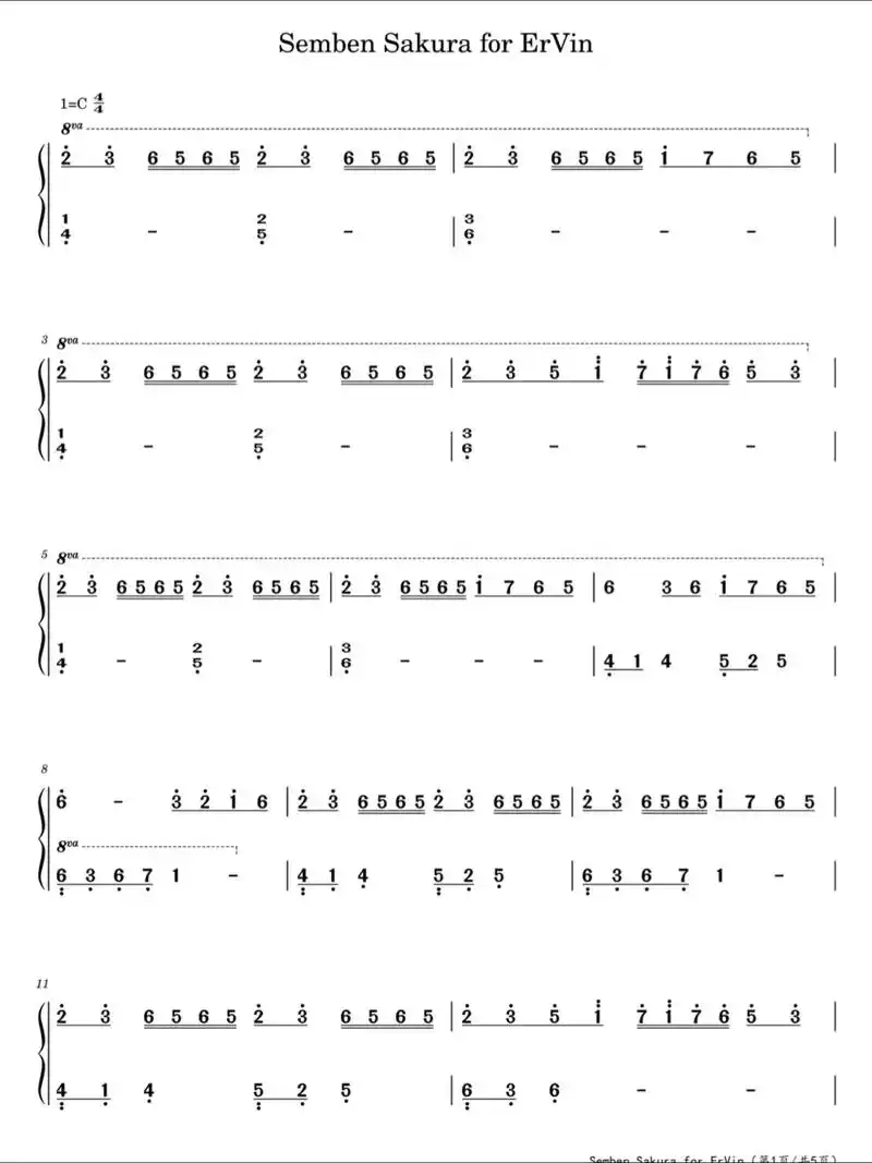 千本樱 简谱.#钢琴谱 #乐谱 #千本櫻 #千本樱 #简谱 - 抖音