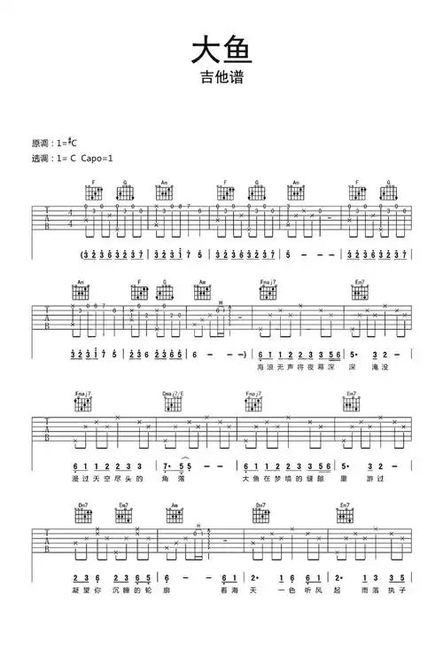 大鱼吉他谱