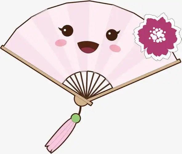 矢量手绘紫色扇子