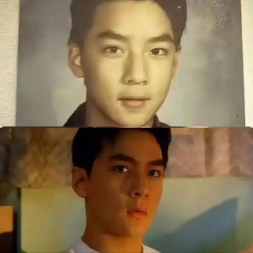 金城武十八九岁时候的照片,第二张是成人礼的时候,是不是那股男神的